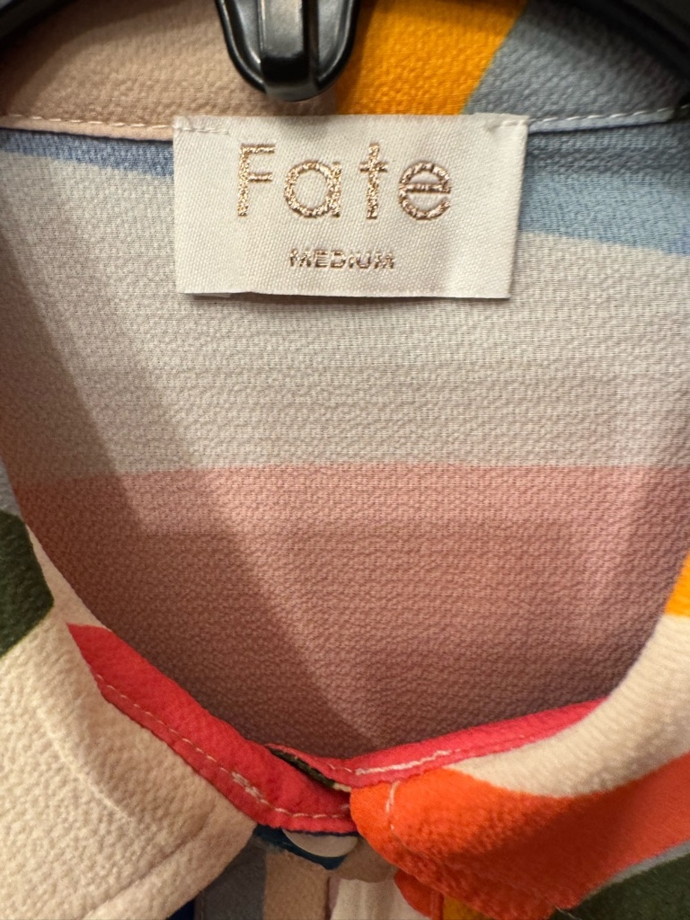 Fate Multicolor Geometric Button-Front Blouse - Picture 2 of 5